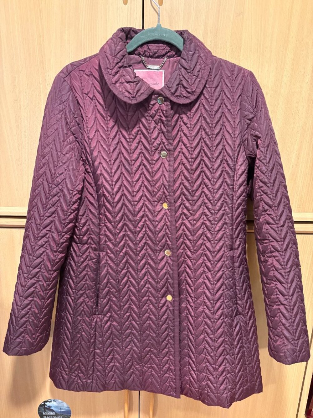 Plum Quilted Coat with Gold Buttons